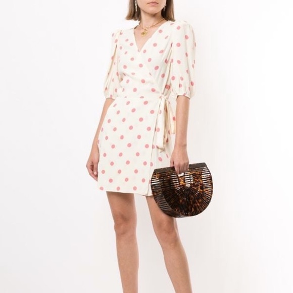 Reformation Olince Polka Dot Crepe Wrap Dress - Picture 5 of 7